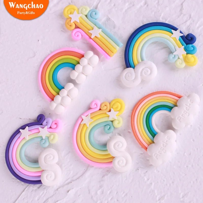 

Colorful Fimo 3D Rainbow Clouds for Happy Birthday Cake Topper Wedding Decoration for Cake Wrapper Funny Party Cupcake Supplies