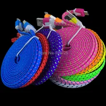 200 шт, длина 2 м, 6FT Micro USB нейлоновым плоским тканным кабель наборы аксессуаров для samsung galaxy s3 i9300 s4 i9500 note 2 Blackberry HTC