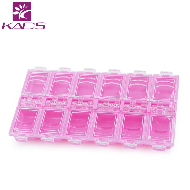 

KADS New Pink Empty Plastic Storage Case Rhinestones Nail Art Products Earring Jewelry Container Organizer Box