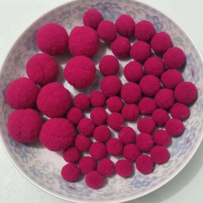 cheap 15mm 20mm 30mm Rose Round Felt Balls Pom Poms for DIY Crafts Room Party Supplies Wedding Decoration Felt Ball Accessories
