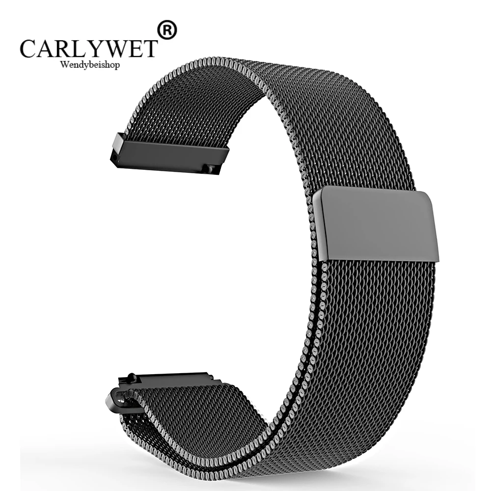 

CARLYWET 16 18 20 22 23mm Silver Black Rose Gold Blue Mesh Milanese Loop Steel Bracelet Wrist Watch Band Strap Magnetic Closure