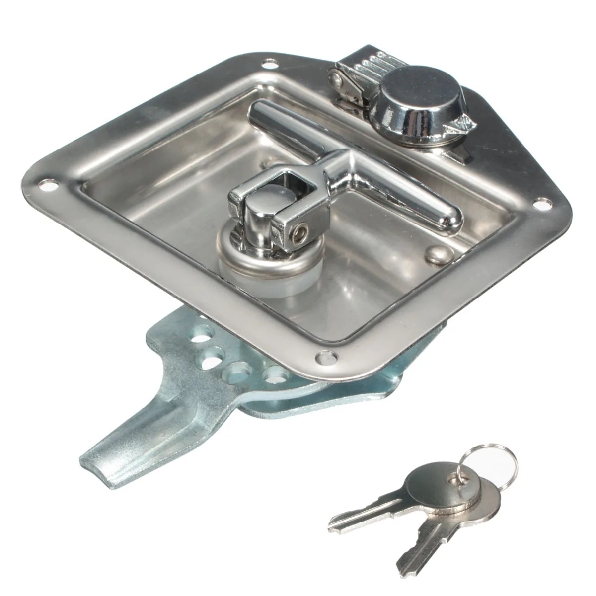 

2x Stainless Steel Folding T Handle Lock Tool box Truck Trailer Camp Zinc Cap