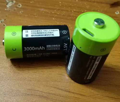 ZNTER 1,5 V 3000mAh перезаряжаемый C размер 4500mwh Li-Po usb аккумулятор - Цвет: 2pcs no usb cable