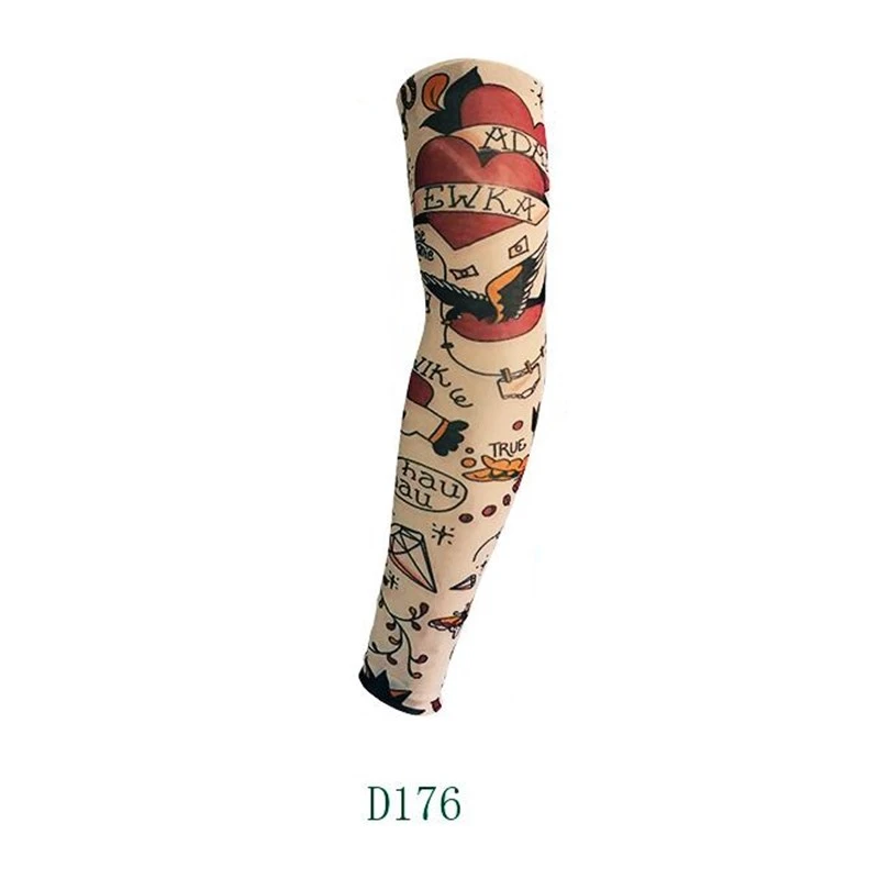 Краска для тела Анти-УФ солнцезащитный крем супер эластичные тату рукава Гетры, хип-хоп рок, модные крутые спортивные защитные длинные перчатки - Цвет: D176
