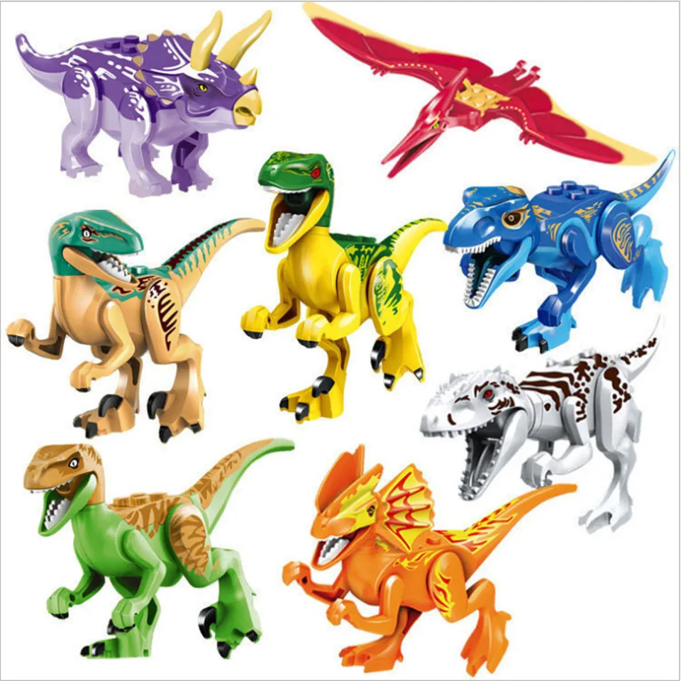 8 шт./компл. блоки в виде мини-Динозавра блоки строительные блоки кирпичи indominius Rex динозавр игрушка Т-игрушечный Рэкс для детские кирпичи