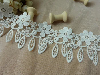 

5 Yards Water Soluble Venice Lace Trim In Black/White Flower Leaf Lace Fabric Trims DIY Decor Sewing Craft