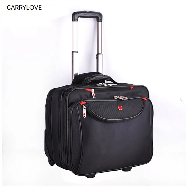 CARRYLOVE 16 дюймов Многофункциональный Роллинг Чемодан Для мужчин Бизнес чемодан на колесах для студентов ручной клади тележка экспериментальные Компьютерная сумка для путешествий