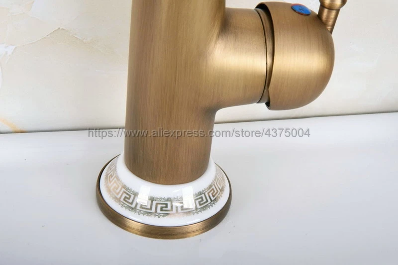 Antique Brass Concise Bathroom Faucet finish Basin Sink Faucet Single Handle water taps Nnf608