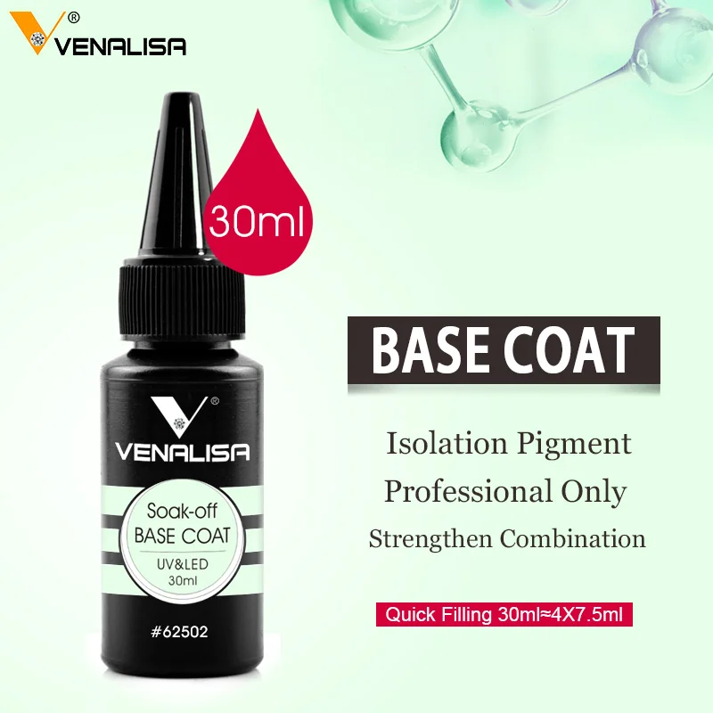 Venalisa Refillment 30ml High Quality Nail Art Soak Off UV/LED No Wipe Top Coat Base Coat Builder Nail Gel Matt Tempered TopCoat 2