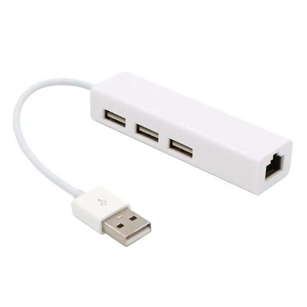 

3 Ports USB 2.0 Ethernet RJ45 LAN Network Card Hub Adapter for Mac iOS Android