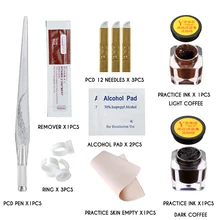 Микроблейд тату Практический комплект Руководство татуировки Pen Практика пигмента Практика кожи татуировки иглы Перманентный макияж Тату поставки