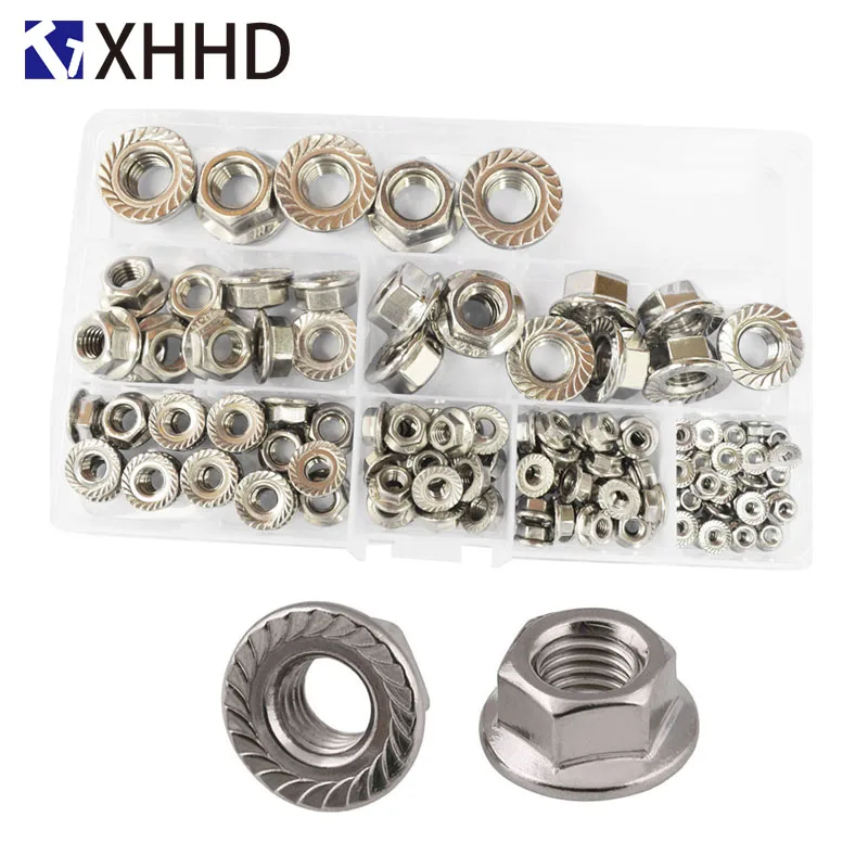 CHENHAN Hex Nut 10pcs/lot 304 Stainless Steel Hexagon Nuts with Flange Stainless Steel Anti-Slip Nut Hexagon Hexagon Nuts with Flange M3-M16 Stainless Size : M3 