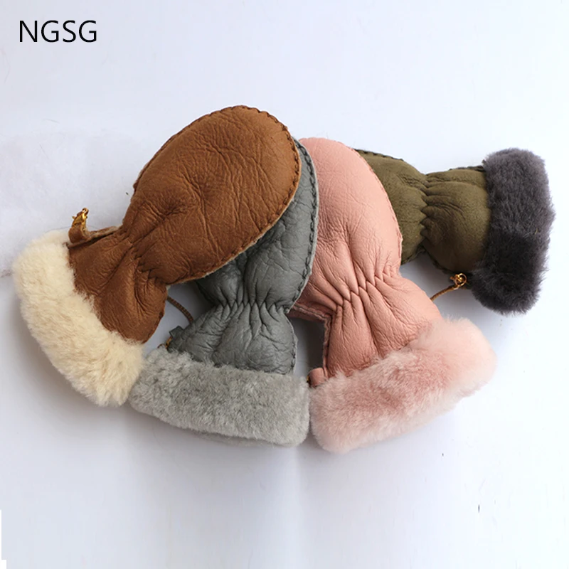 NGSG Новинка года FG001 зимние меховые перчатки толстые теплые для детей разноцветные кожаные можно выбрать модные повседневные и теплые