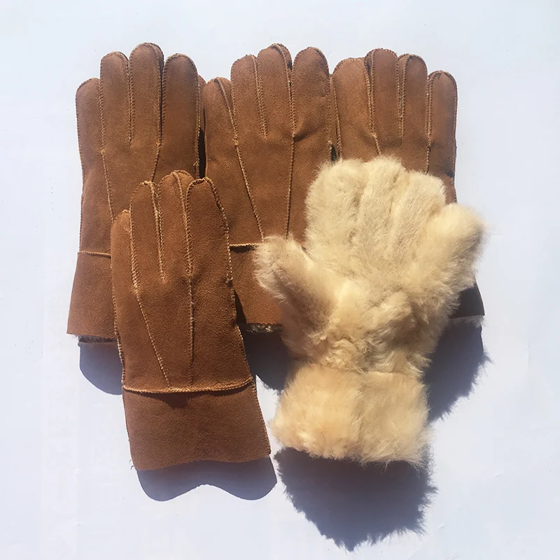 Men gloves genuine sheepskin leather glove For men winter gloves Outdoor warm fur thickening thermal patchwork gloves G49