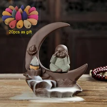 Отток благовоний горелки Луна маленький Монах Будда благовония держатель домашний декор офис буддийская ароматическая курильница украшения дропшиппинг