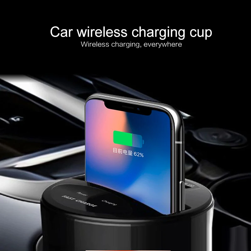 

10W QI Car Wireless Charger Cup with USB Output for IPhoneXS MAX XR X 8 Wireless Charger USB Charging Holder for Samsung S10 S9