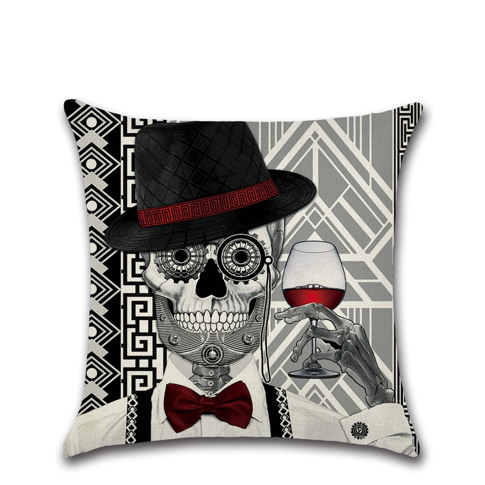 1 Pcs Skull Cushion Cover Pillow Case Protector 18 X Inch Square Linen Soft Pillowcases For Halloween(806) | Дом и сад