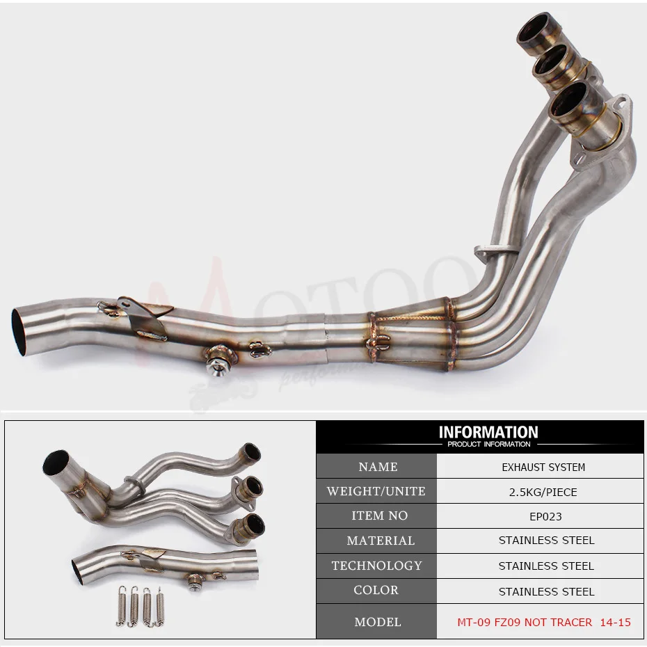 Полная система из нержавеющей стали для мотоцикла глушитель выхлопной трубы Набор для Yamaha MT-09 FZ-09 не tracer- средняя Соединительная труба