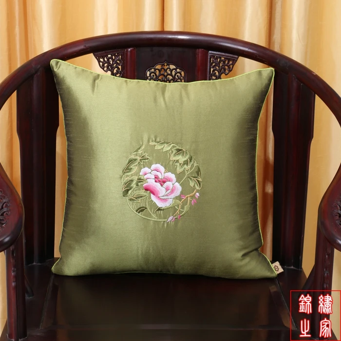 43*43cm Silk Embroidered Flower Light Green Luxury Cushion cover without interior for car sofa | Дом и сад