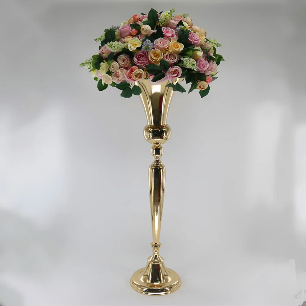 4pcs/lot Classic Wedding Tall Trumpet Shape Vases Pillar Flower Stand for Wedding Event Party
