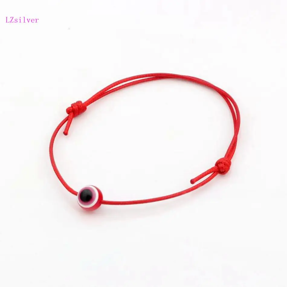 

2pcs Evil Eye beads Charms Red color Wax rope Adjustable Bracelets S112L37