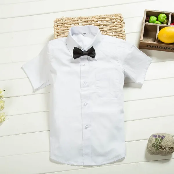 Обувь для мальчиков белая рубашка галстук-бабочка Обувь для мальчиков Сорочки выходные для мужчин Высокое качество Camisas Nino Обувь для мальчиков Рубашки для мальчиков 6bbl121 - Цвет: WHITE