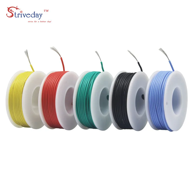 26AWG 50m Flexible Silicoone Wire Cable 5 color Mix box 1 package Electrical Wire copper DIY Stranded line