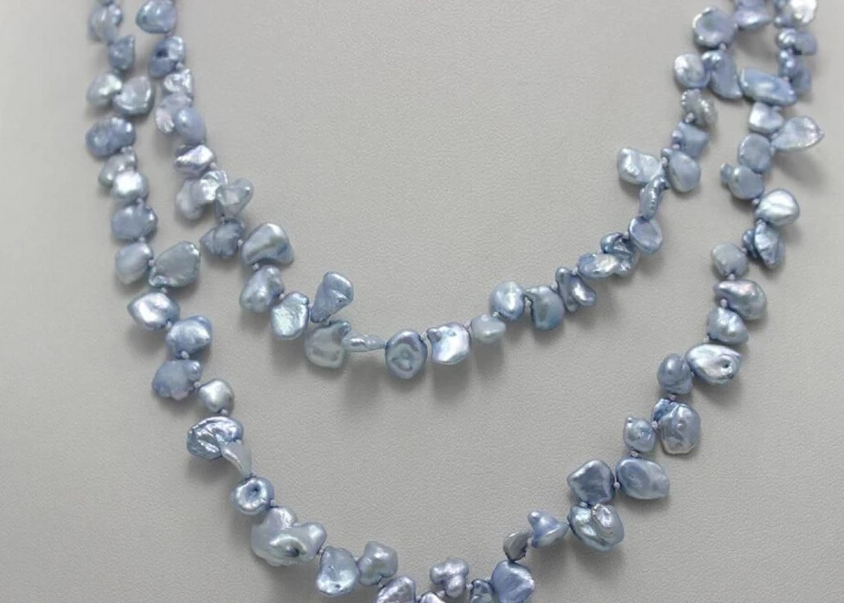 

0549 Denim Blue keshi reborn pearl long necklace