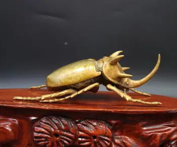 

Chinese 100% red Copper Statue lifelike Animal Insect dung beetle Beatle Statue small box mini small statue Decoration Gift