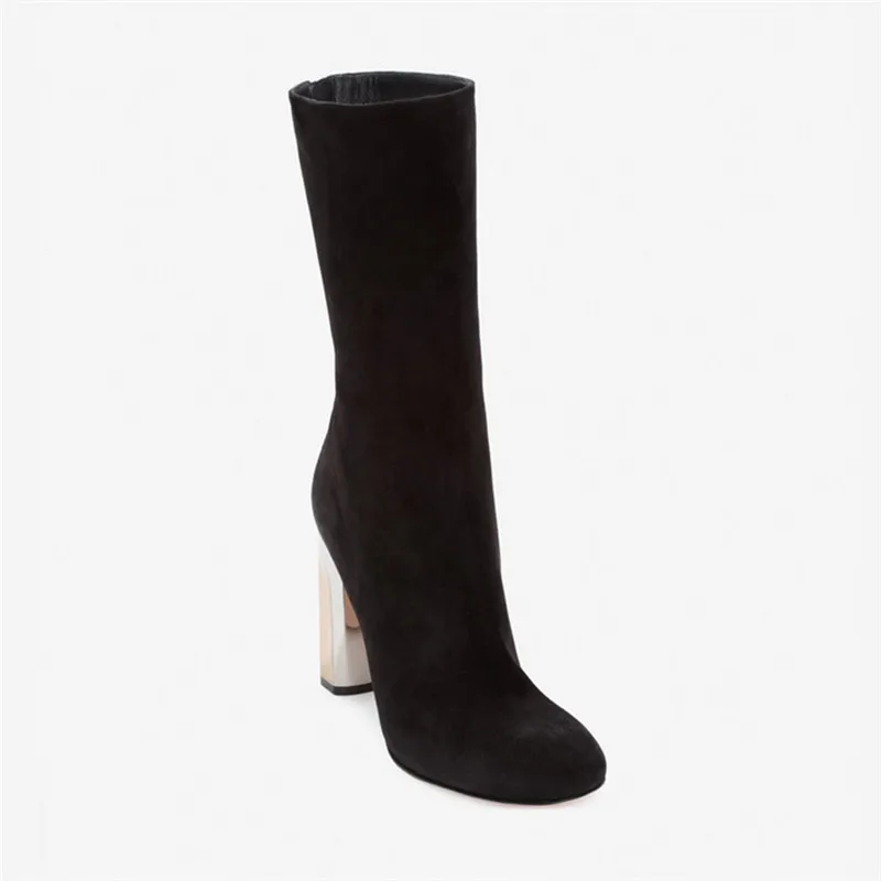 Cheville Black Hauts Botas Noir Mode Feminina Suede Talons Bout Sexy Bottes purple Glissière Courtes Dos Chunky Femmes Rond Nouveau Au Violet wTxHqOT