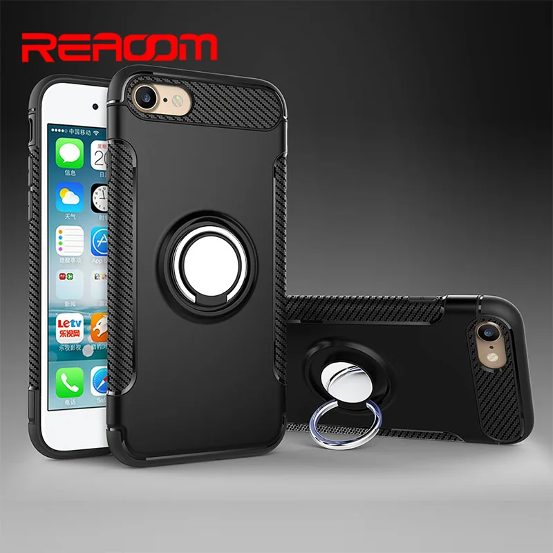 Reaoom для iPhone 7 Магнитный палец кольцо держатель Броня Protecion сзади Coque iPhone7 чехол