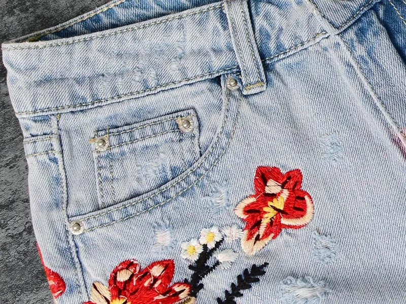 Europe and the United States women's high waist straight 3D three-dimensional heavy art around the irregular washing washed denim nine pants (19)