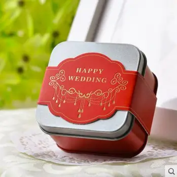 

Best selling concise square candy tin box package for wedding favors 10pcs/lot