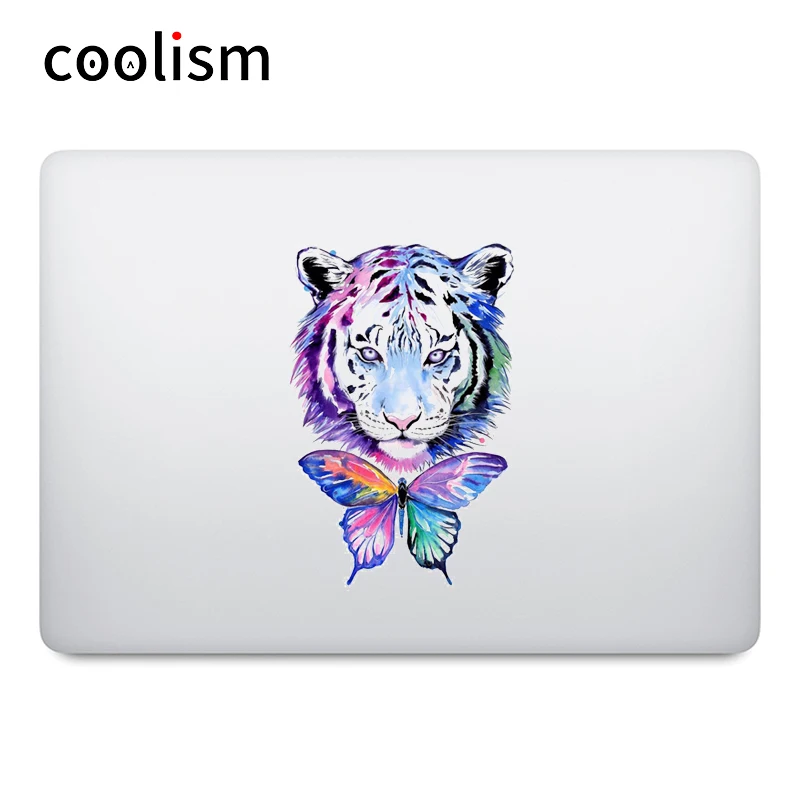 Белая наклейка на ноутбук с тигром и бабочкой для Apple Macbook Air Retina 11 12 13 14 15 дюймов Mac