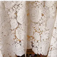 Кружевная ткань с розами и розами в стиле ретро, белая вязаная сетка, ажурная кружевная ткань для шитья, MF043