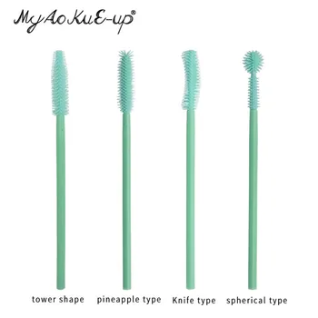 

Mint Green Color 200pcs Makeup Mascara Brushes Wands Eyelash Brush Silicone Mascara Applicator Wand Disposable Make Up Brushes