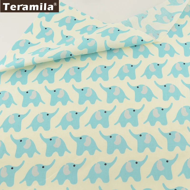 

TERAMILA Cotton Fabric Cartoon Elephant Designs Twill Fat Quarter Home Textile Material Bed Sheet Patchwork Quilting Tecido
