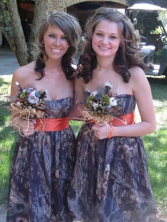 2017 Camo Coutry font b Bridesmaid b font font b Dresses b font Sweetheart A Line