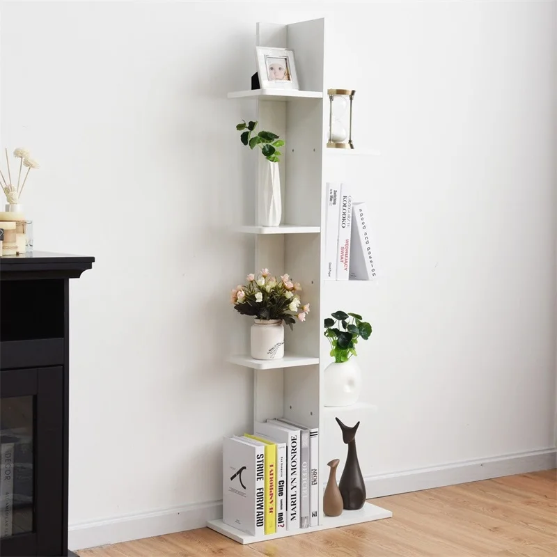 Best Modern Home Wood Bookshelf Furniture Open Concept Plant Display Shelf Rack Storage Holder Cabinet HW57374WH