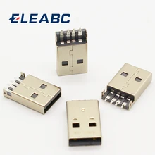 10 шт./лот USB 2,0 4-контактный разъем типа A SMT, черный G49 для передачи данных и зарядки
