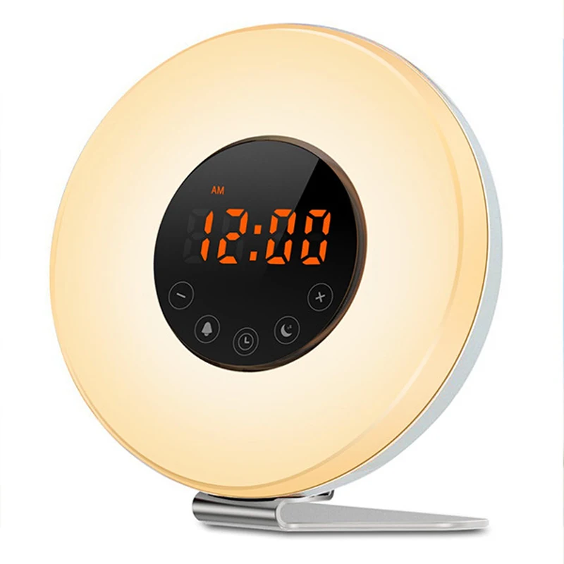 LED Digital Alarm Clock Sunrise Simulation Wake Up Light Bedside Lamp