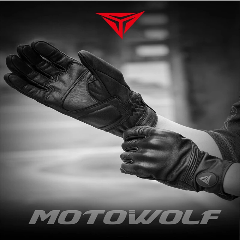 Motowolf Ретро перфорированные настоящие кожаные мотоциклетные перчатки с сенсорным экраном водонепроницаемые перчатки мотоциклетные защитные перчатки подарок