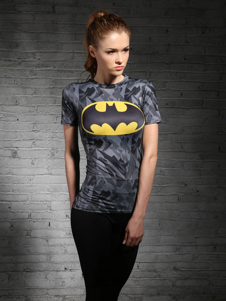 

Running Shirt women Marvel series Batman Compression Marvel series Batman Tights Fitness Anime 3D Short Sleeve Jersey Gym Wear