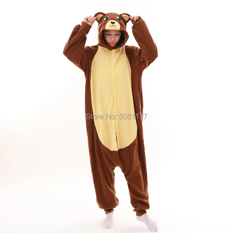 

Unisex Adult Animal Onesie Halloween Cosplay Costumes Sleepsuit Party Brown Bear Costume Pajamas