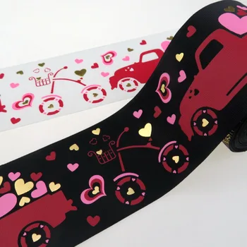 

valentine's day designs 100Yards 3" BOCA gold foil heart printed grosgrain ribbon , DIY handmade material