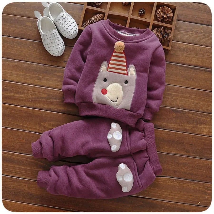 

The Winter Suit for Girls Infant with Two Sets of Baby Clothes Thick Velvet Children's Winter Cotton Warm Jacket Cotton-padded