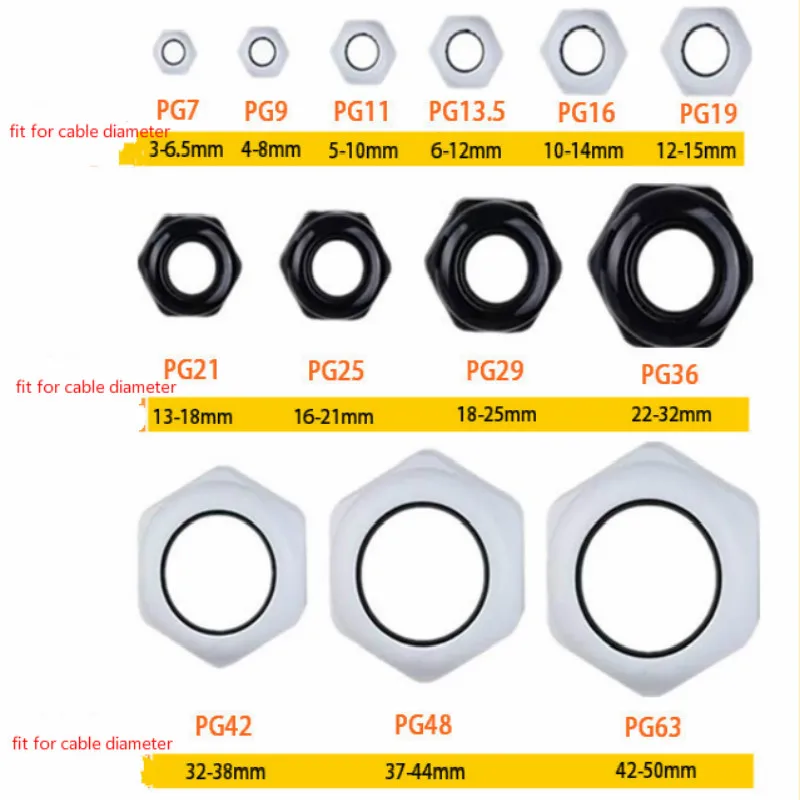 Водонепроницаемый pg16 pg21 pg9 pg42 ip68 pg11 pg25 pg13.5 pg19 pg7 Кабельный сальник для герметизации провода с m18x1.5 сальник кабель белого цвета