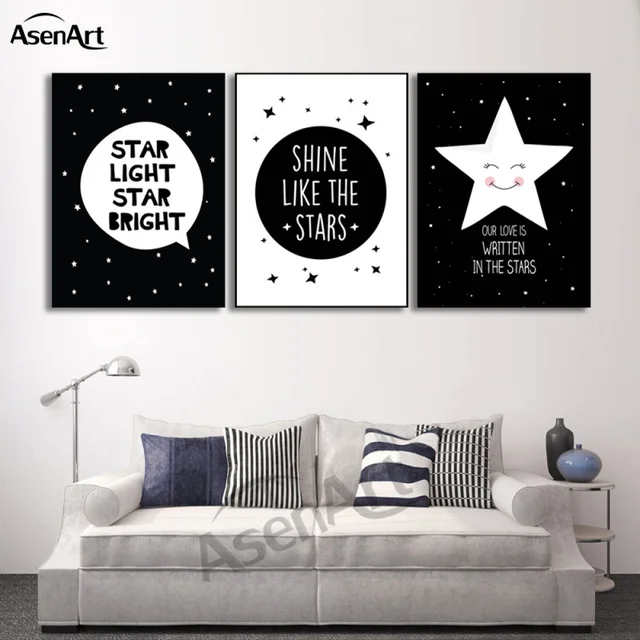 3 panels set modern minimalist nordic black white star quotes poster kawaii home decor walls 3 panels set modern minimalist nordic black white star quotes poster kawaii home decor walls