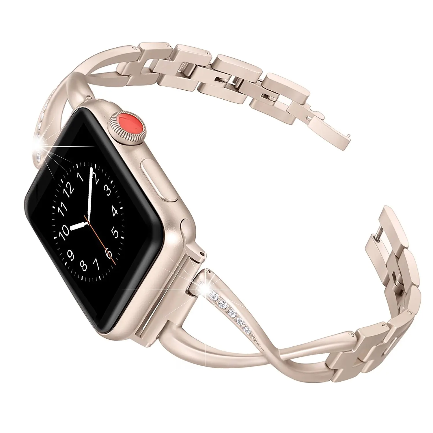 Роскошный женский ремешок для часов Apple, ремешок для часов 38 мм/42 мм/40 мм 44 мм, бриллиантовый ремешок из нержавеющей стали для iwatch серии 4 3 2, браслет