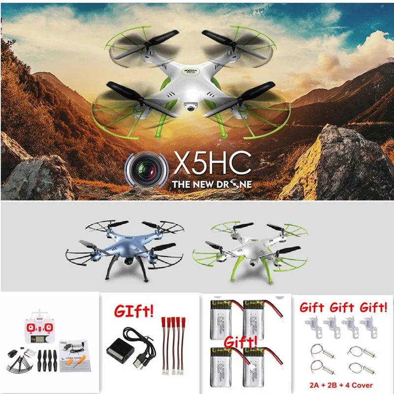 

SYMA X5HC 4-CH 2.4GHz 6-Axis RC Quadcopter With 2MP HD Camera AUTO Hovering Headless Mode RC Drone SYMA X5SC Upgraded Version